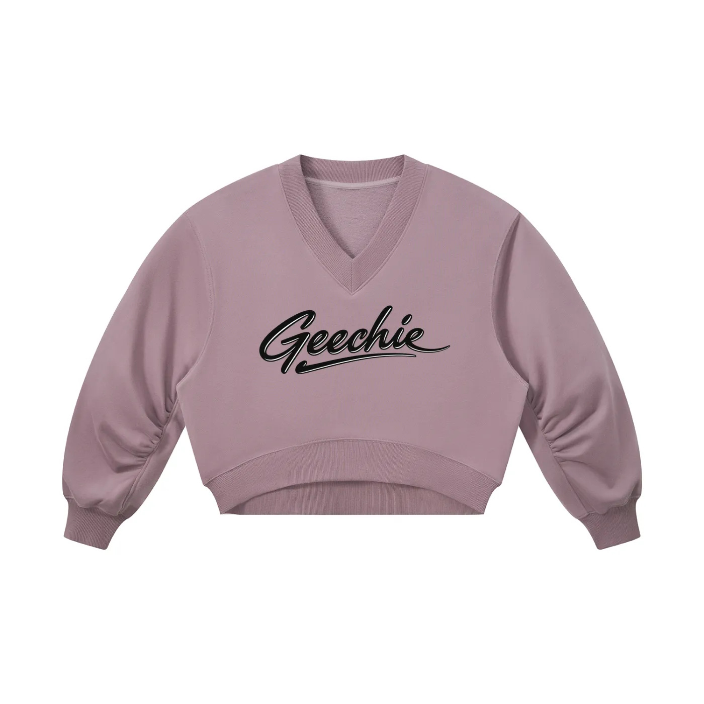 GEECHIE Women's Crop V-Neck Sweatshirt — Standard color mockup 1