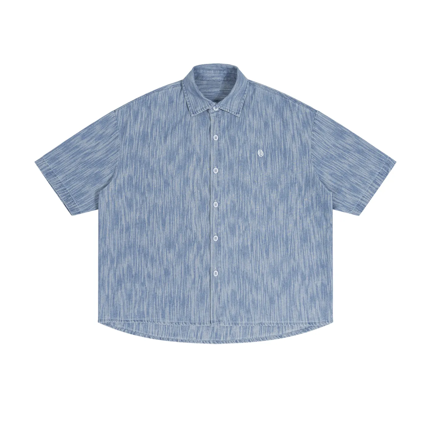 GEECHIE Unisex Boxy Vintage Wash Denim Shirt — Standard color mockup 1