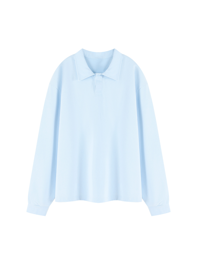 Unisex Loose Long Sleeve Polo Shirt