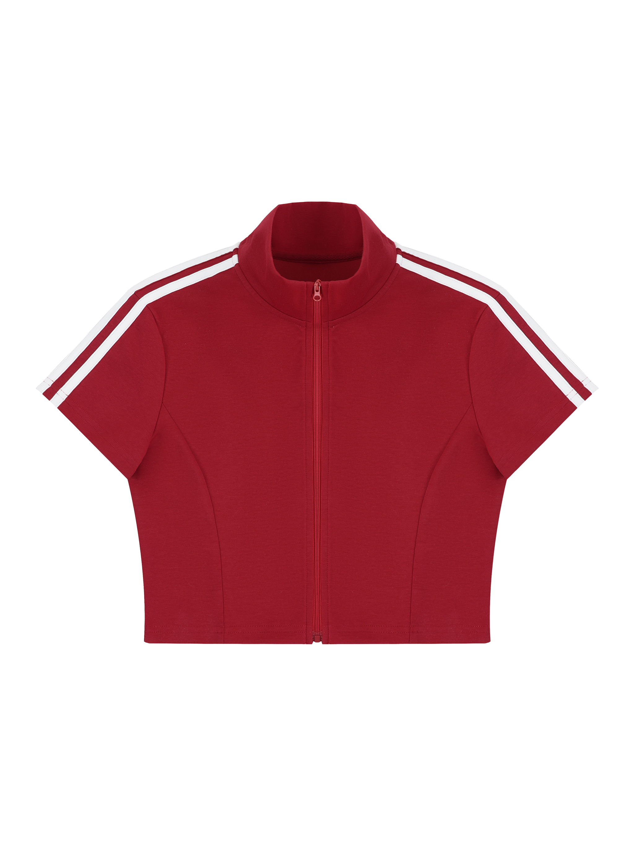 Women's Cropped Full Zip Short Sleeve T-Shirt