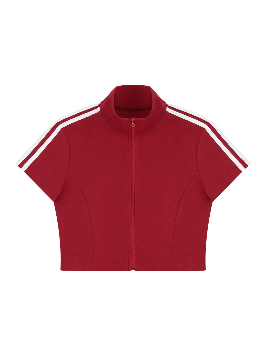 Women's Cropped Full Zip Short Sleeve T-Shirt - Main Image