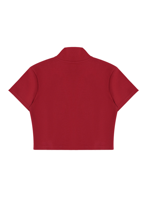 Women's Cropped Full Zip Short Sleeve T-Shirt