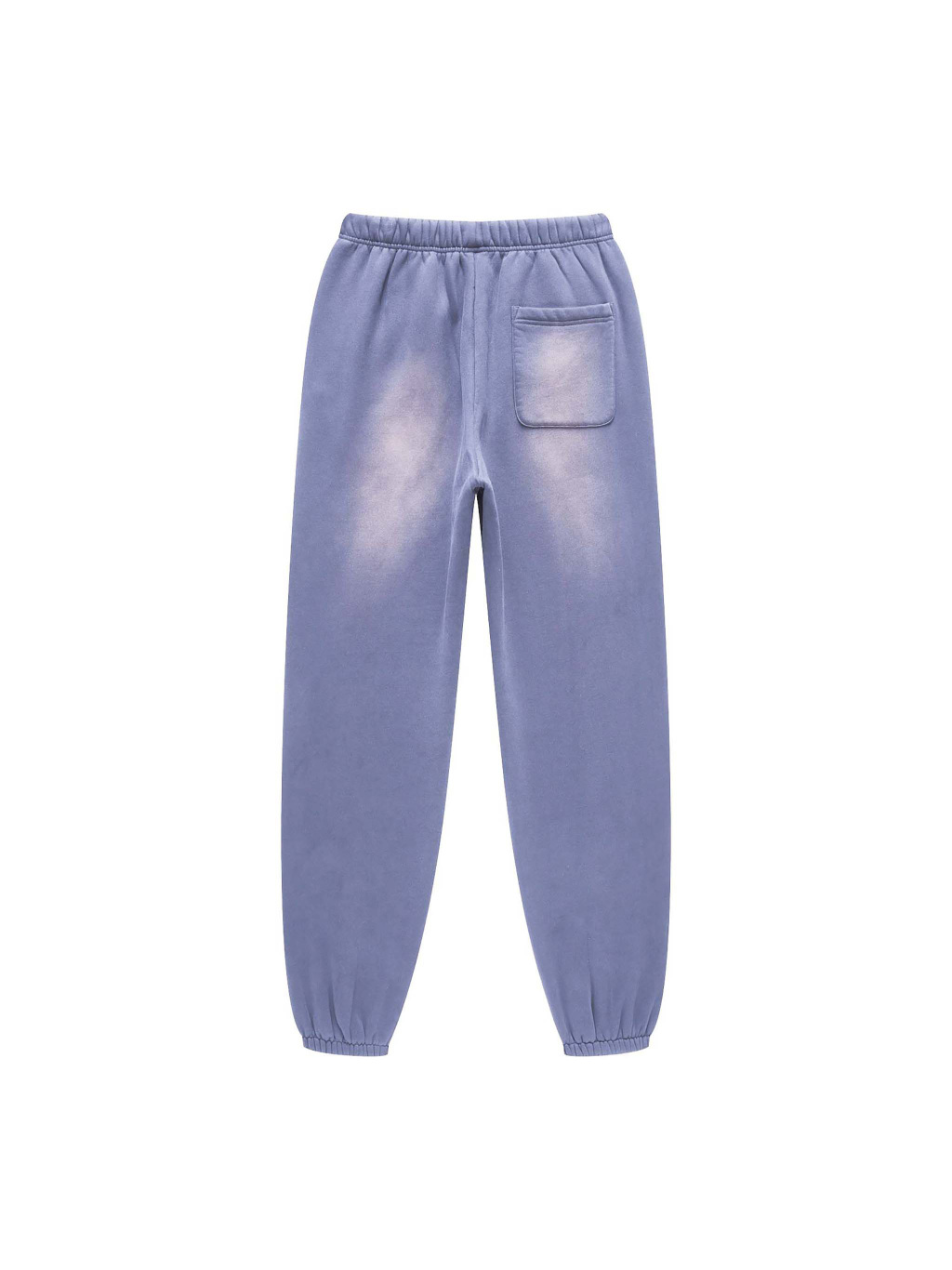 (Denim Blue)Streetwear Unisex Monkey Washed Dyed Fleece Joggers-2