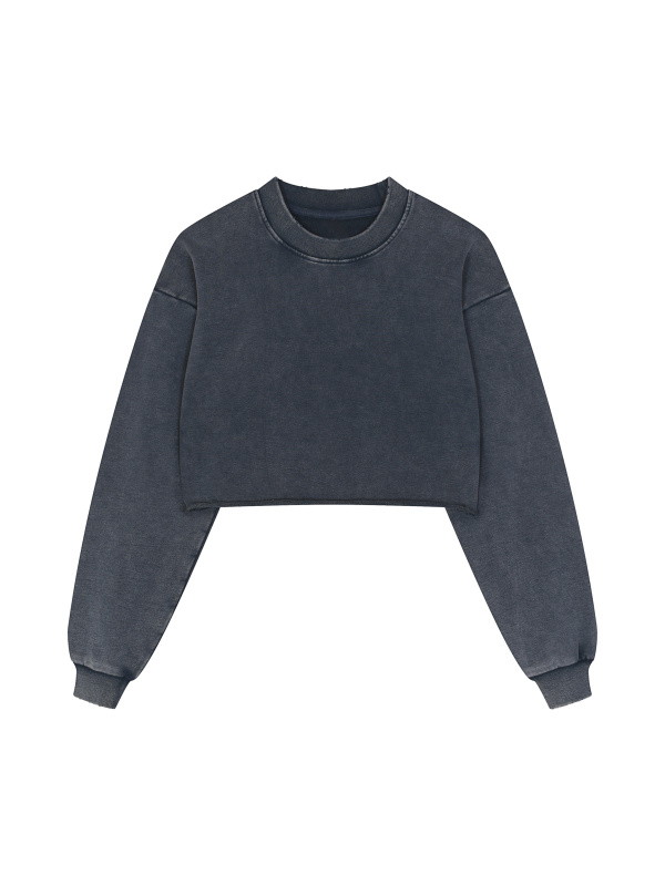 Snow Washed Raw Edge Hand-Frayed Crop Top #RW0004 | TAPSTITCH