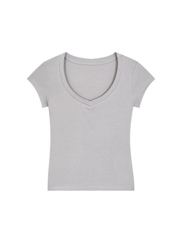 Essential V-Neck Bodycon T-Shirt #WT0005 | TAPSTITCH