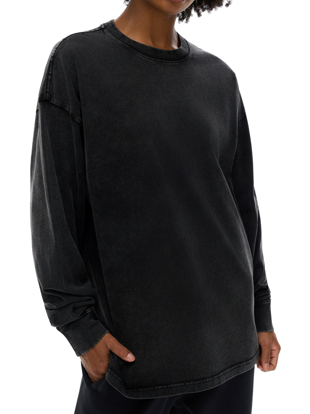 Streetwear Unisex Oversized Snow Wash Long Sleeve Tee - Print On Demand | HugePOD-11