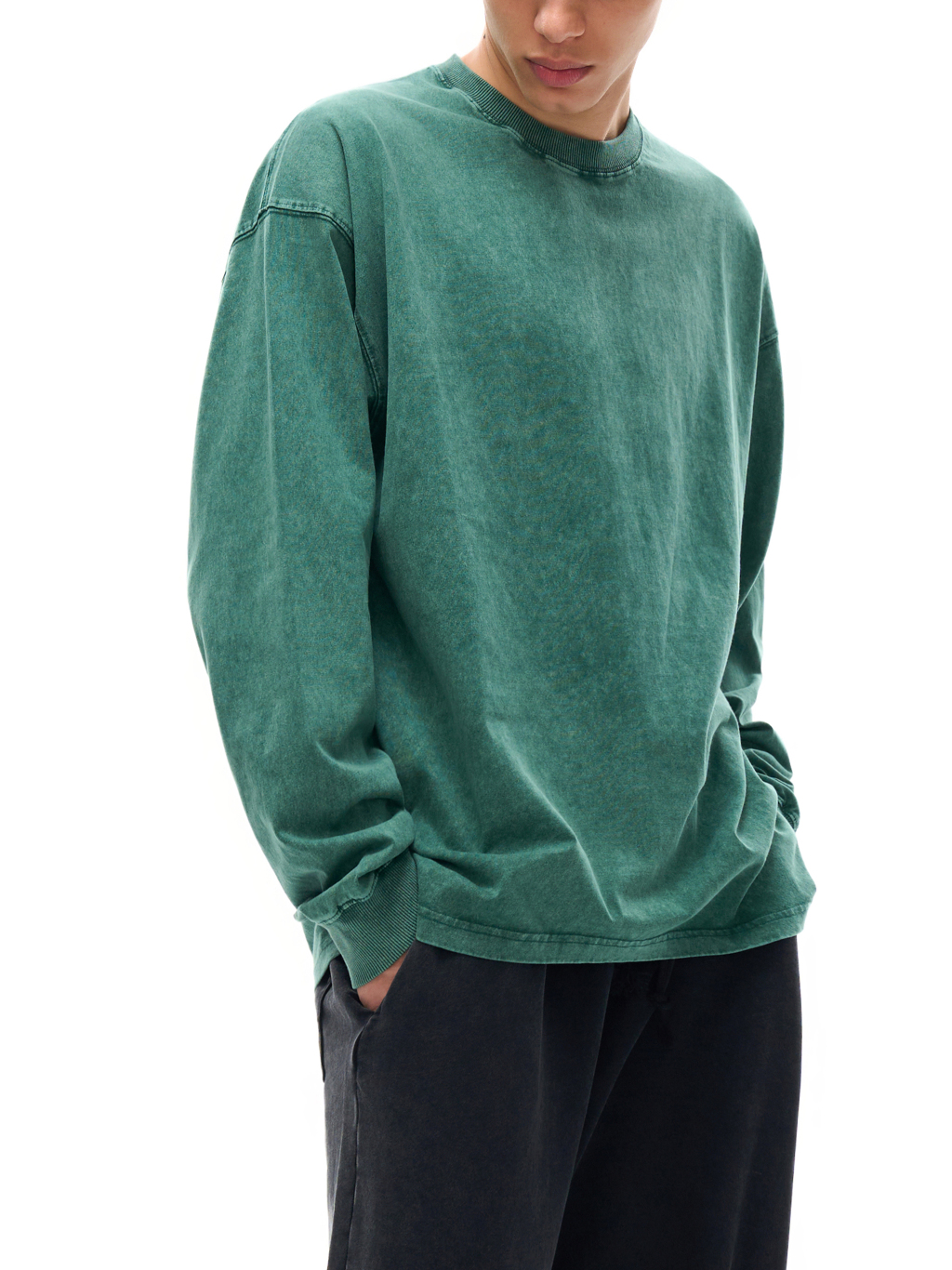 Streetwear Unisex Oversized Snow Wash Long Sleeve Tee - Print On Demand | HugePOD-6