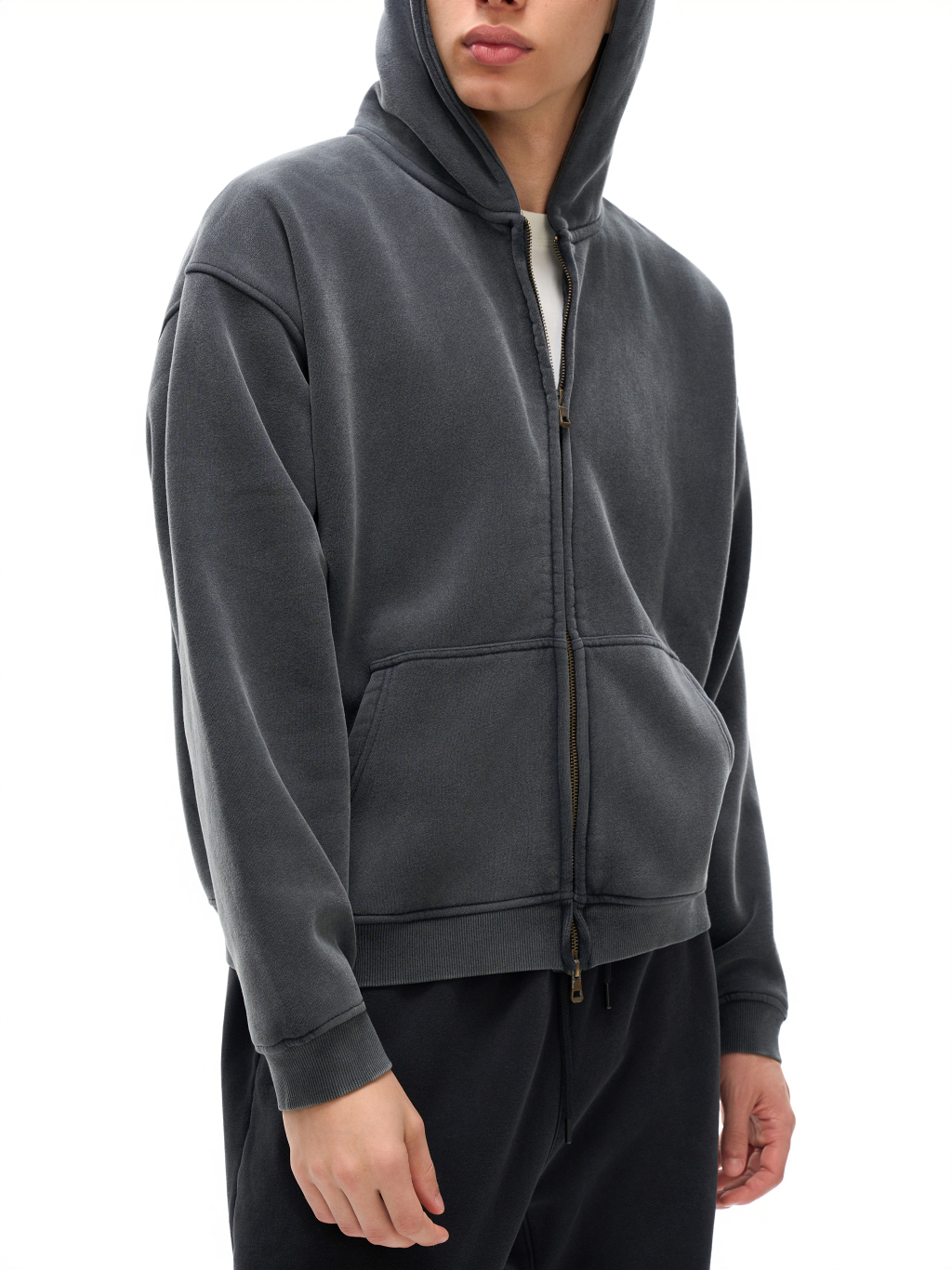 Washed Zip-Through Hoodie – Essential Streetwear | Tapstitch-7