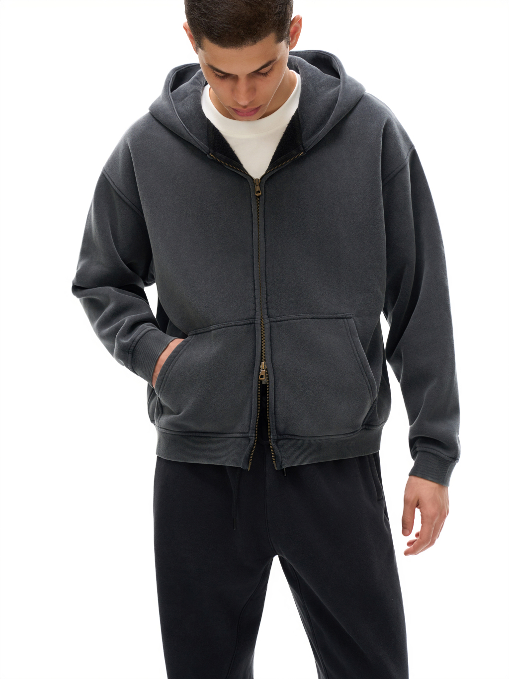 Washed Zip-Through Hoodie – Essential Streetwear | Tapstitch-6