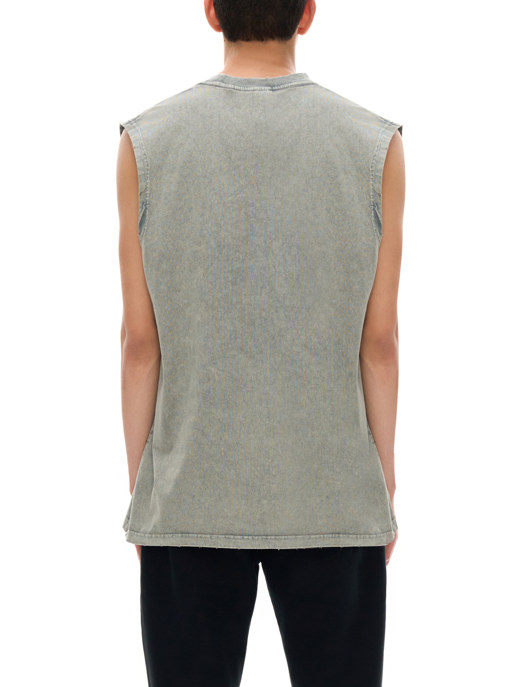 Streetwear Unisex Snow Washed Frayed Hem Tank Top - Print On Demand | HugePOD-5