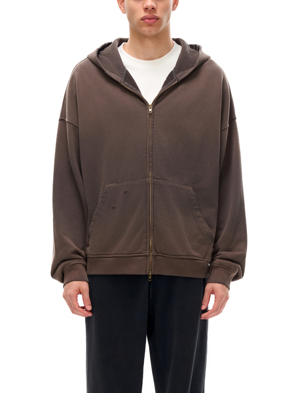 Hand-Frayed Sunfade Zip Hoodie – Vintage Streetwear | Tapstitch-3