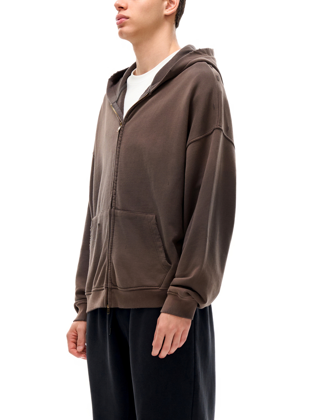 Hand-Frayed Sunfade Zip Hoodie – Vintage Streetwear | Tapstitch-4