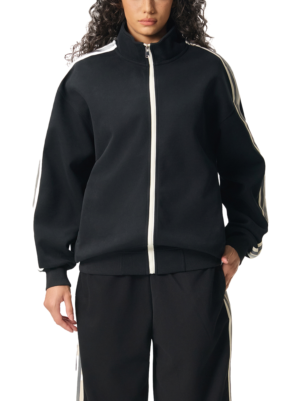 Contrast Side-Stripe Stand Collar Jacket #RQ0011 | TAPSTITCH