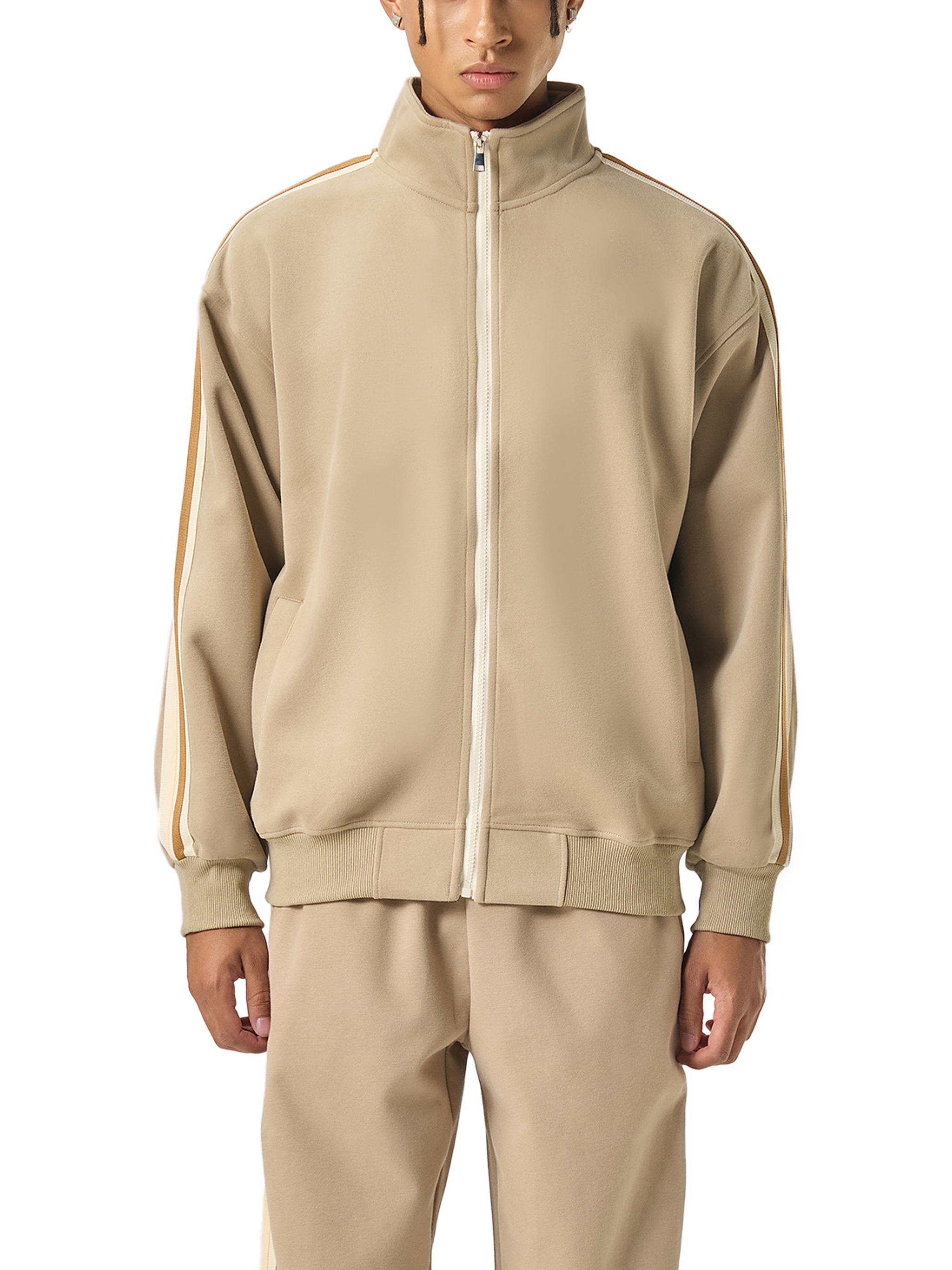 Contrast Side-Stripe Stand Collar Jacket #RQ0011 | TAPSTITCH