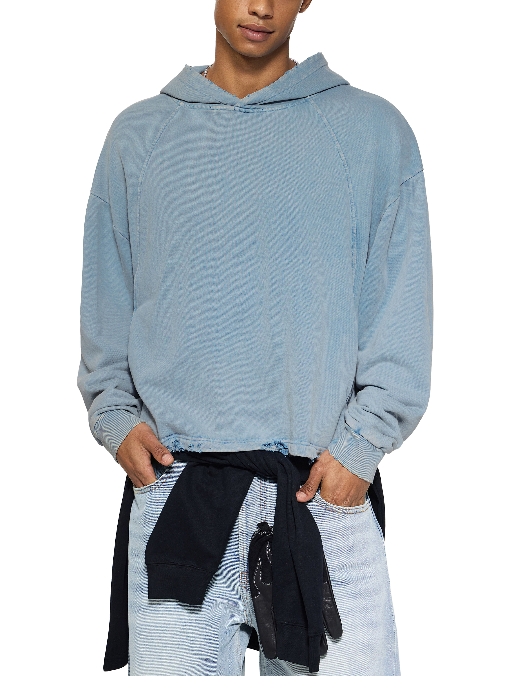 Vintage Washed Frayed-Hem Hoodie #RW0015 | TAPSTITCH