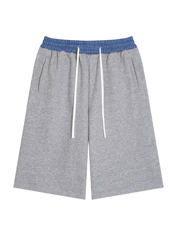 Unisex Plaid Waistband Shorts