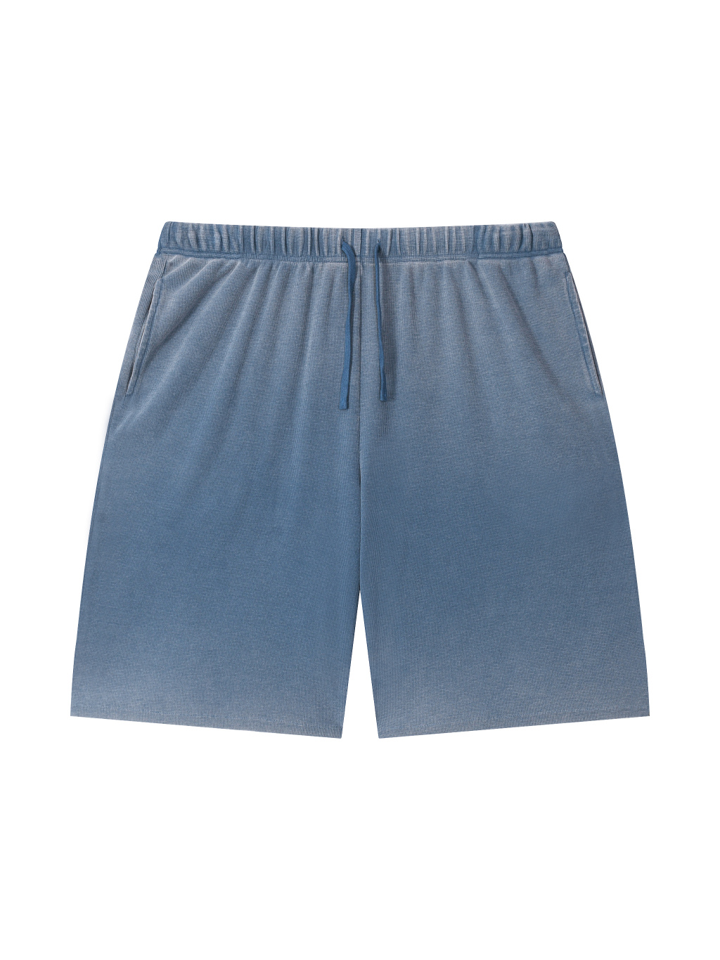 Unisex Vintage Wash Sunfade Waffle Raw Hem Shorts - Main Image
