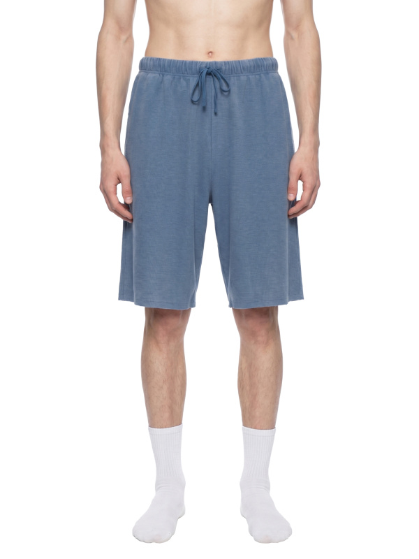 Unisex Vintage Wash Sunfade Waffle Raw Hem Shorts