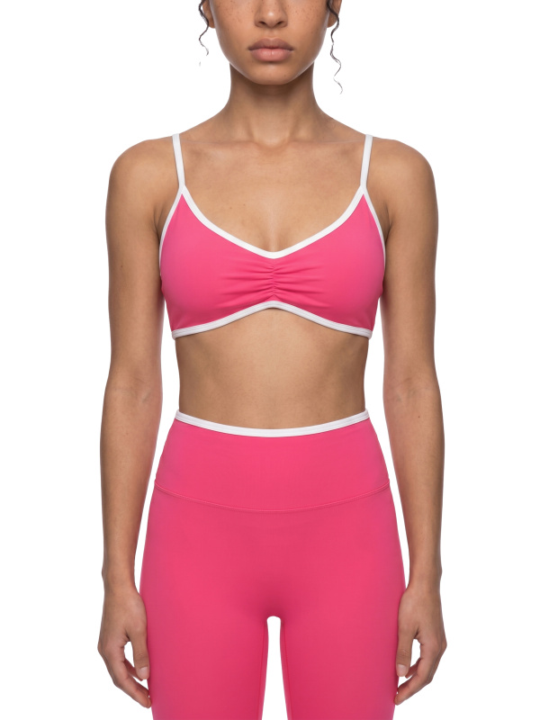 Women's Color Block Ruched V-Neck Sports Bra