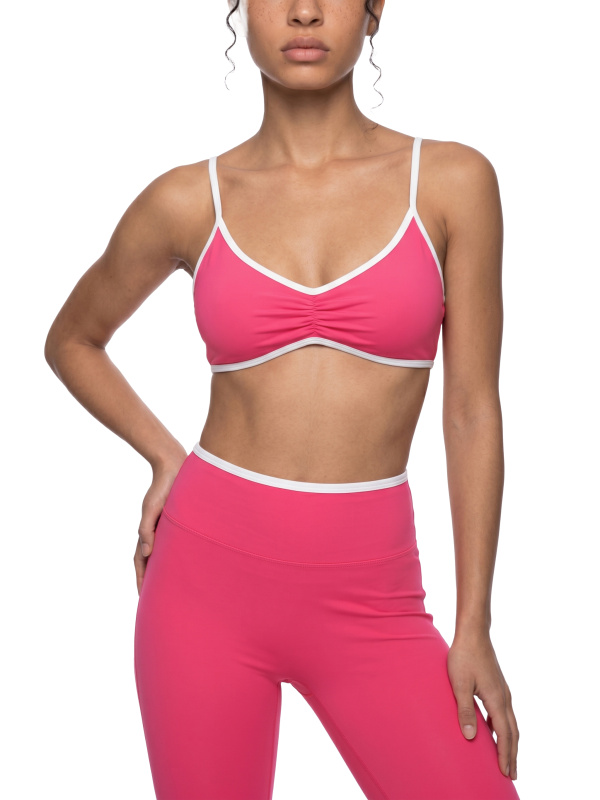 Women's Color Block Ruched V-Neck Sports Bra