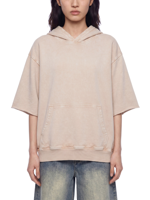 Unisex Mineral Wash Short Sleeve Hoodie