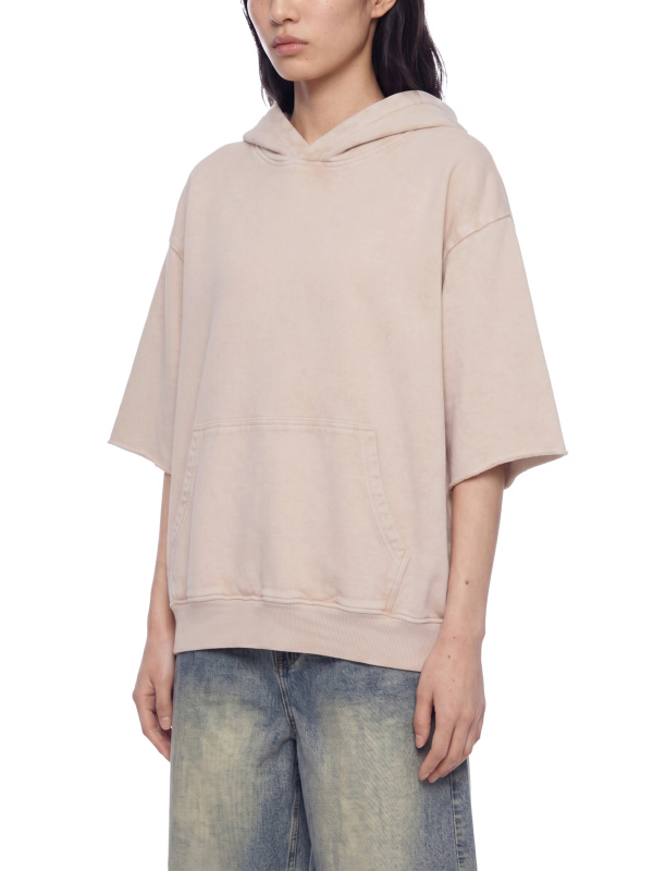 Unisex Mineral Wash Short Sleeve Hoodie