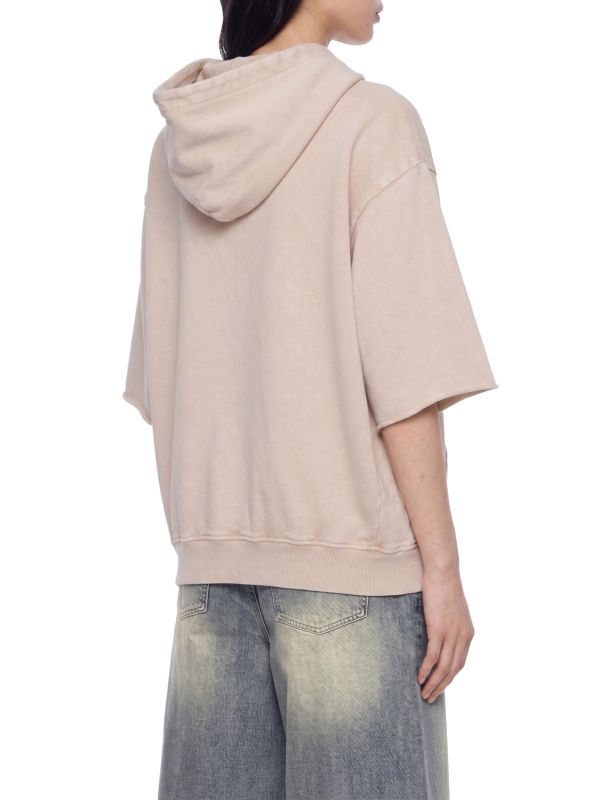 Unisex Mineral Wash Short Sleeve Hoodie