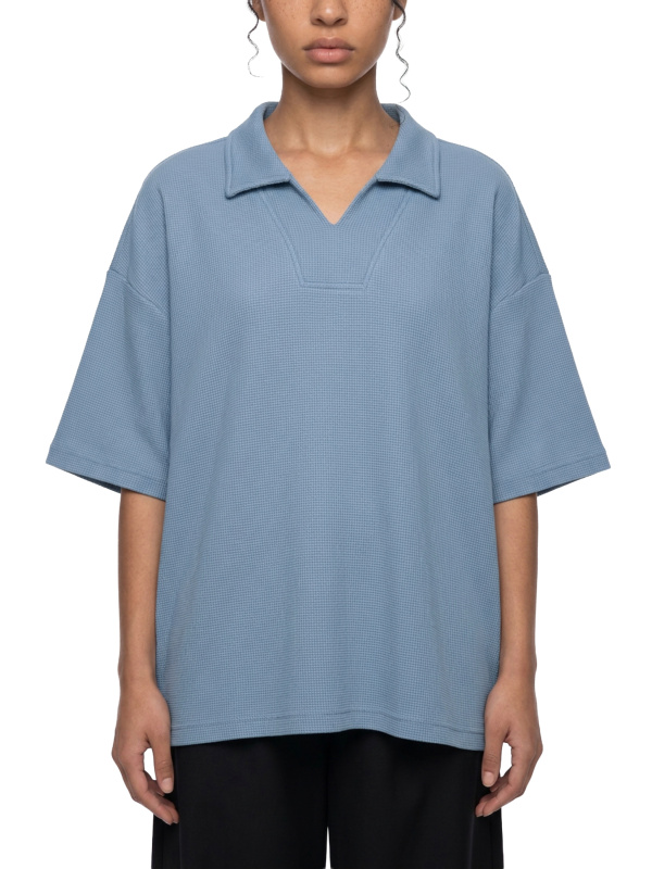 Unisex Waffle Boxy Polo Shirt