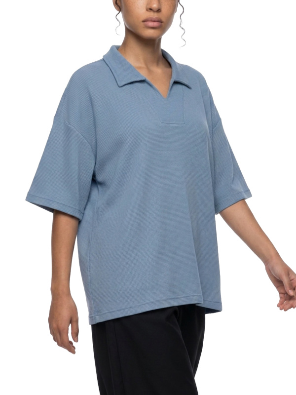 Unisex Waffle Boxy Polo Shirt