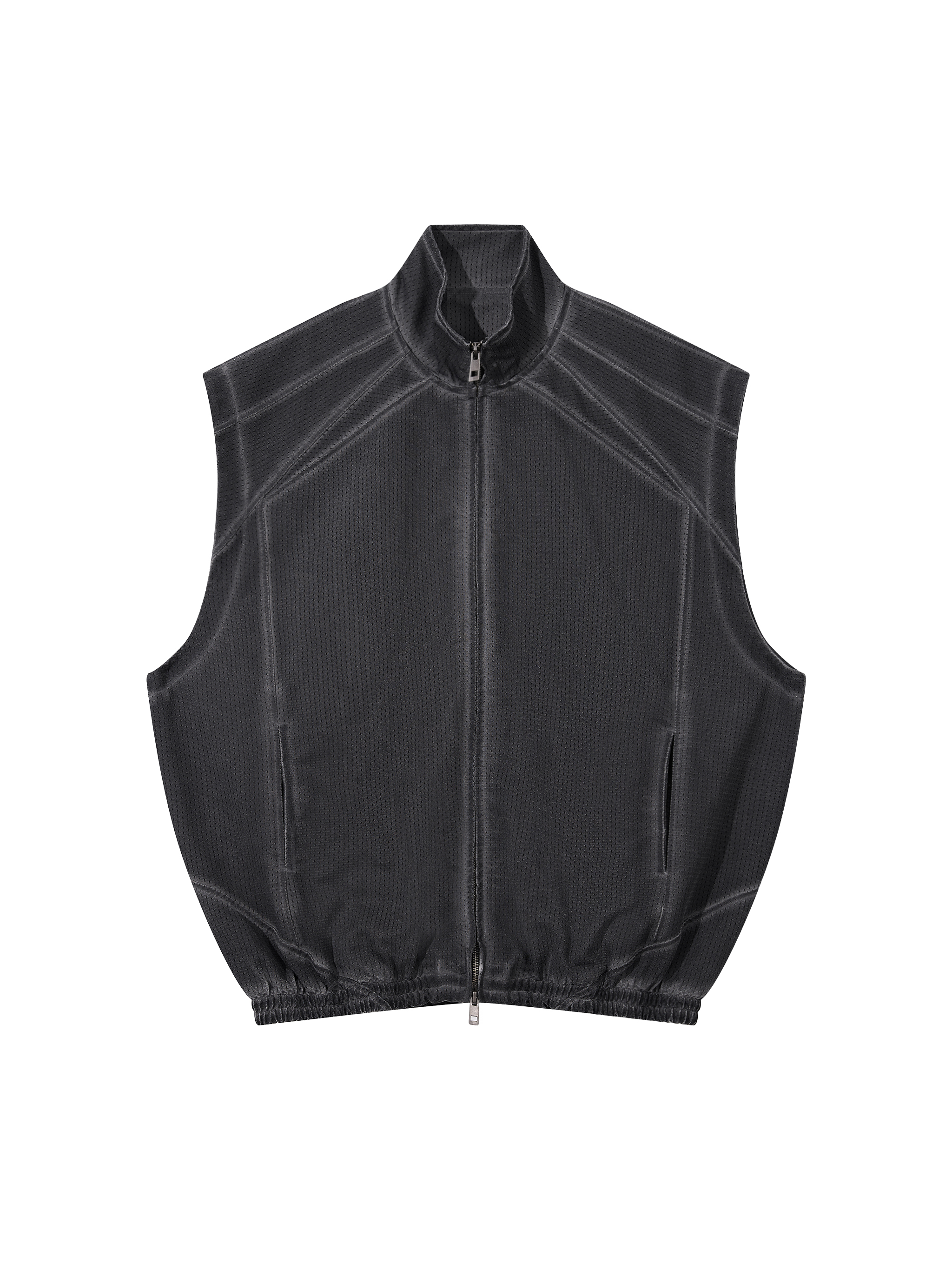 Unisex Vintage Wash Mesh Full-Zip Vest #RJ0001 | TAPSTITCH