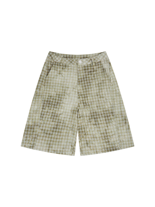 Unisex Vintage Wash Plaid Shorts