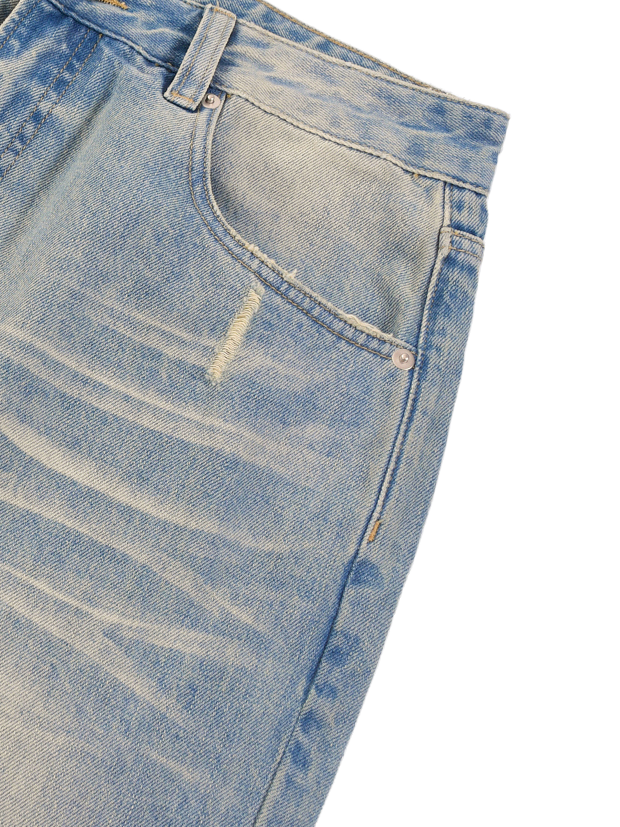 Sun Fade Raw Hem Denim Jeans #RK0043 | TAPSTITCH