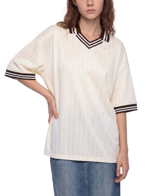 Contrast Stripes Polo Collar T-Shirt