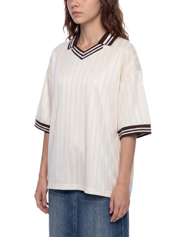 Contrast Stripes Polo Collar T-Shirt