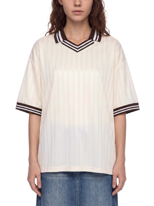 Contrast Stripes Polo Collar T-Shirt