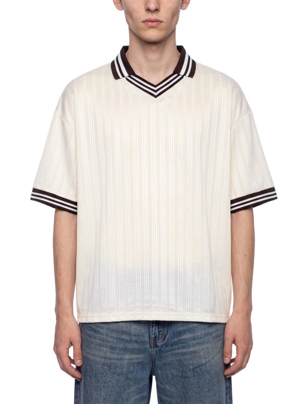 Contrast Stripes Polo Collar T-Shirt