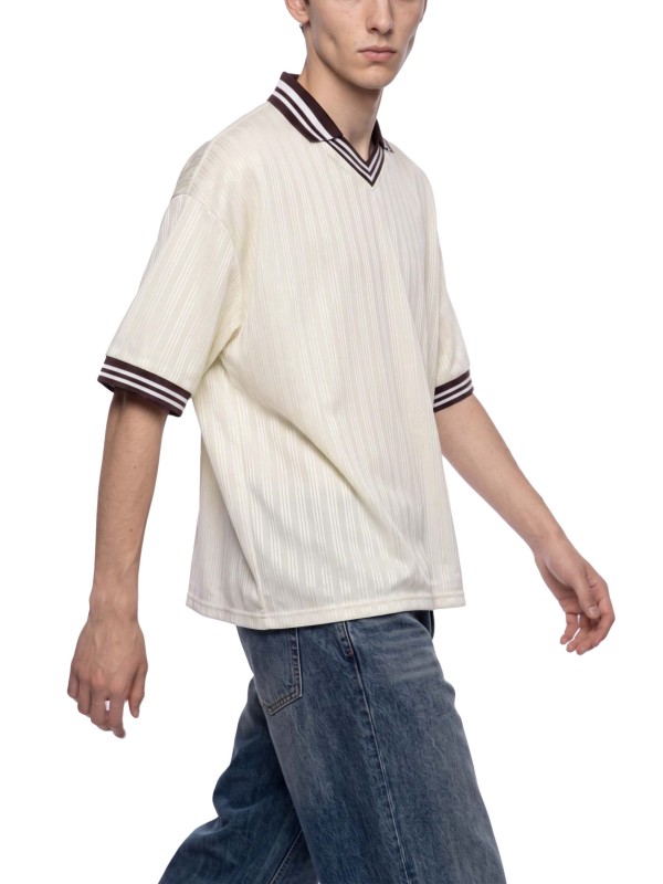 Contrast Stripes Polo Collar T-Shirt