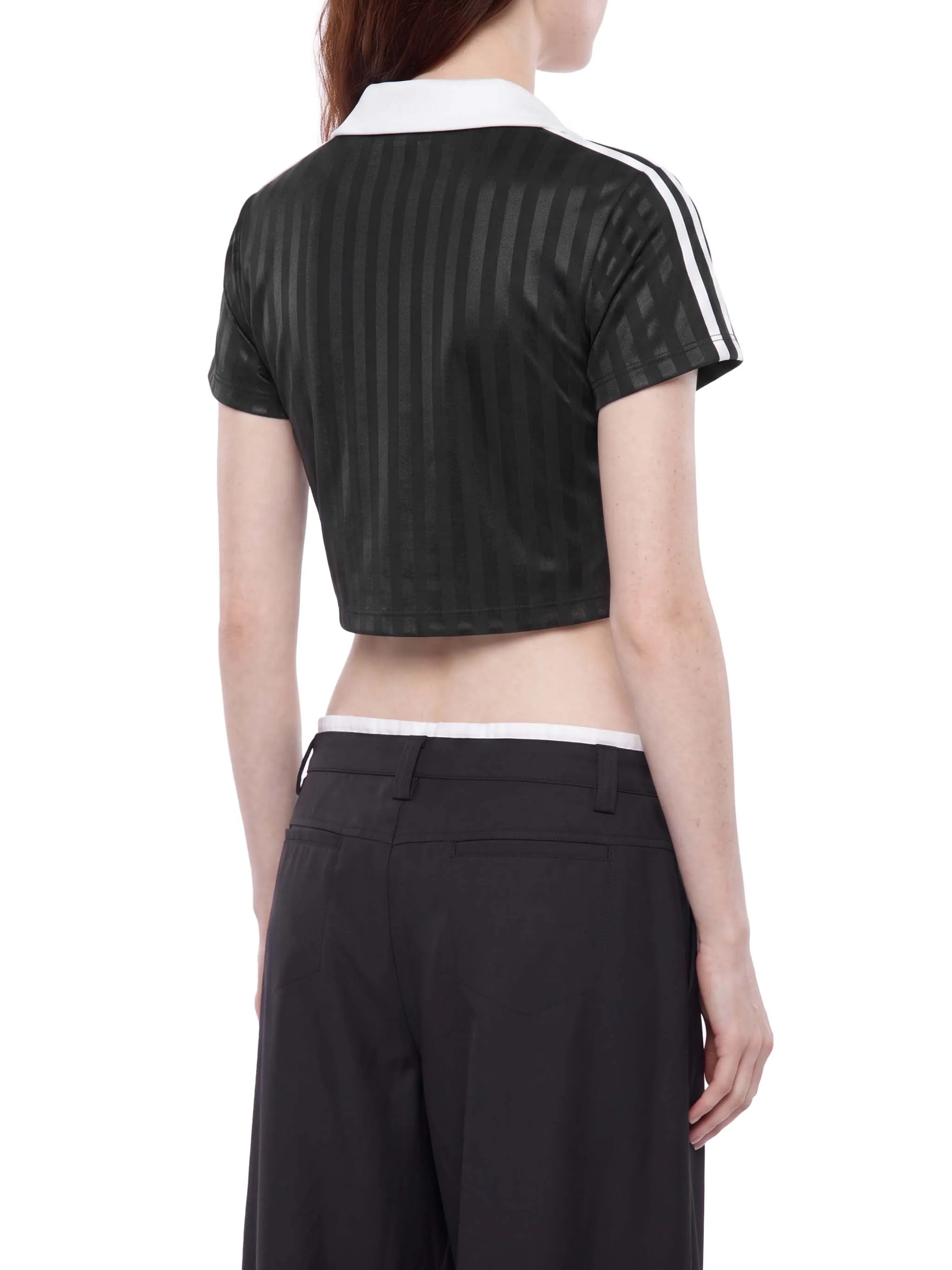 Contrast Collar Striped Cropped Jersey
