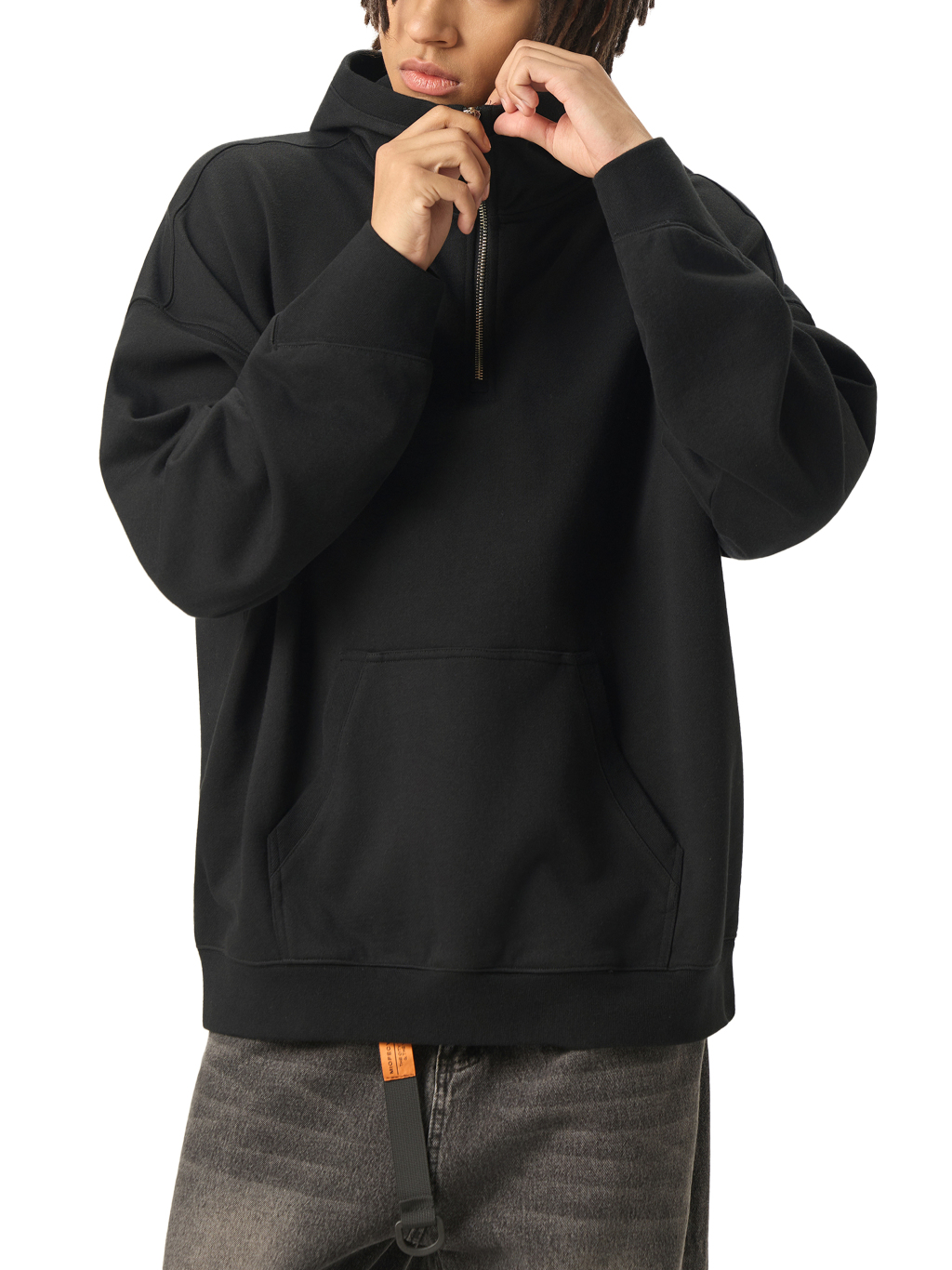 Big Hood Half-Zip Fleece Hoodie #RW0012 | TAPSTITCH-3