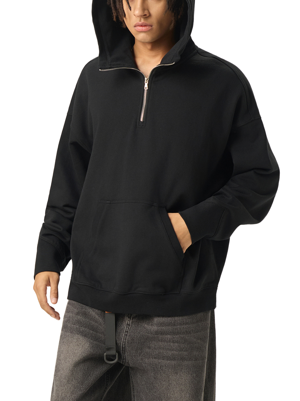 Big Hood Half-Zip Fleece Hoodie #RW0012 | TAPSTITCH-5