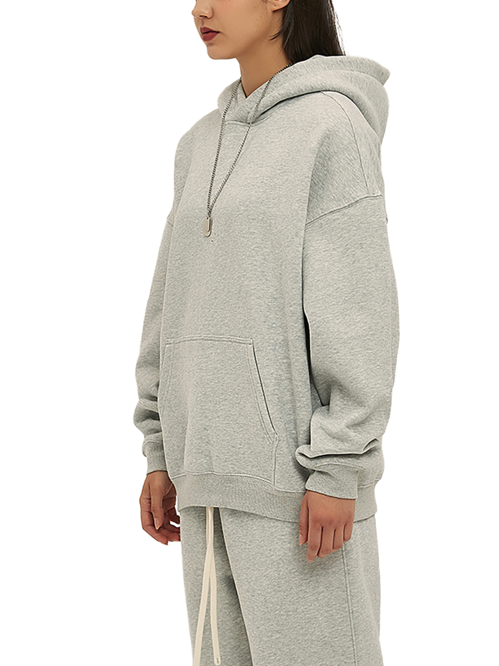 (Gray)Streetwear Unisex Oversized Solid Color Fleece Hoodie-9