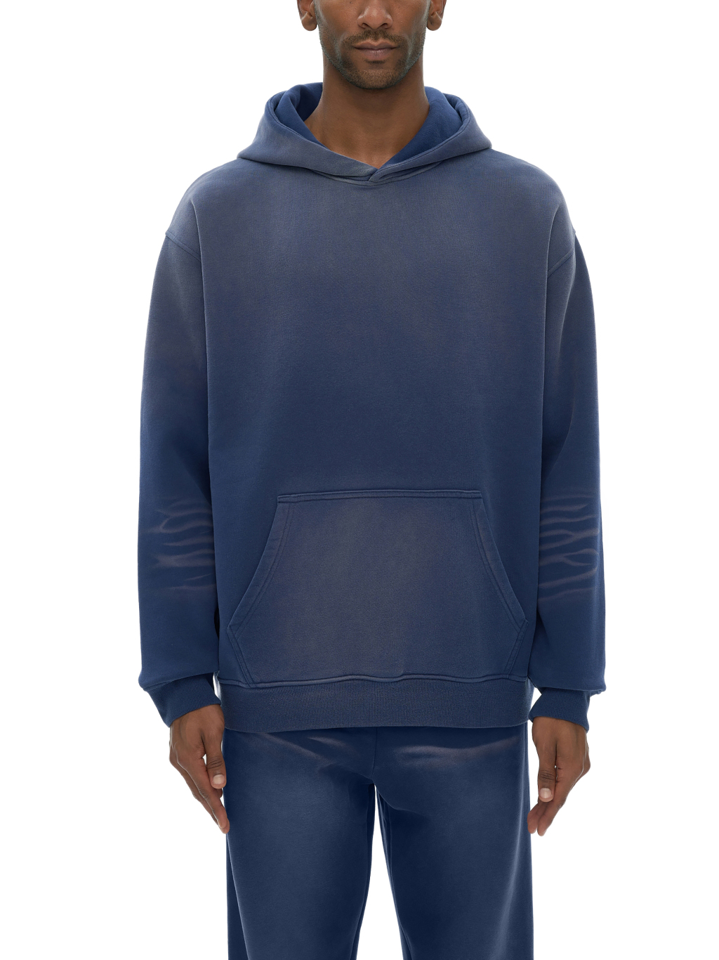 (Denim Blue)Streetwear Monkey Washed Dyed Fleece Hoodie | Dropshipping-3