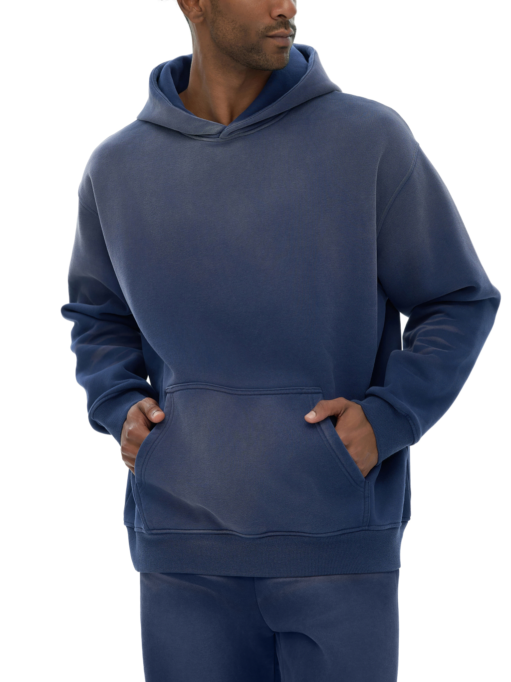 Streetwear Monkey Washed Dyed Fleece Royal Blue Hoodie | Dropshipping-7