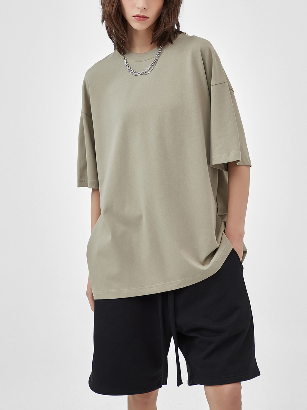 Streetwear Unisex Earth Tone Loose Fit FOG T-Shirt | HugePOD-13