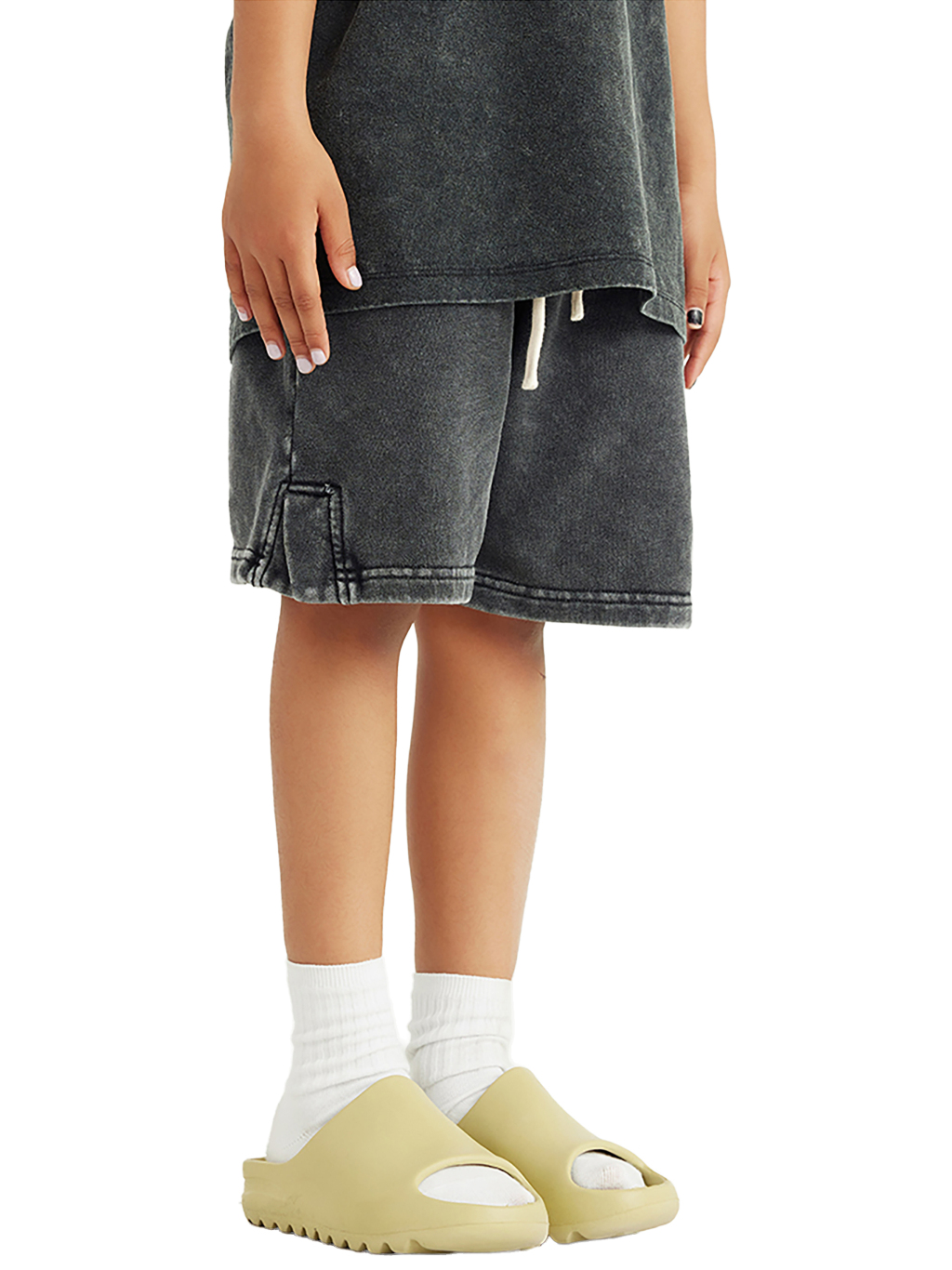 Streetwear Kids Heavyweight Vintage Washed 100% Cotton Shorts - Print On Demand | HugePOD-6