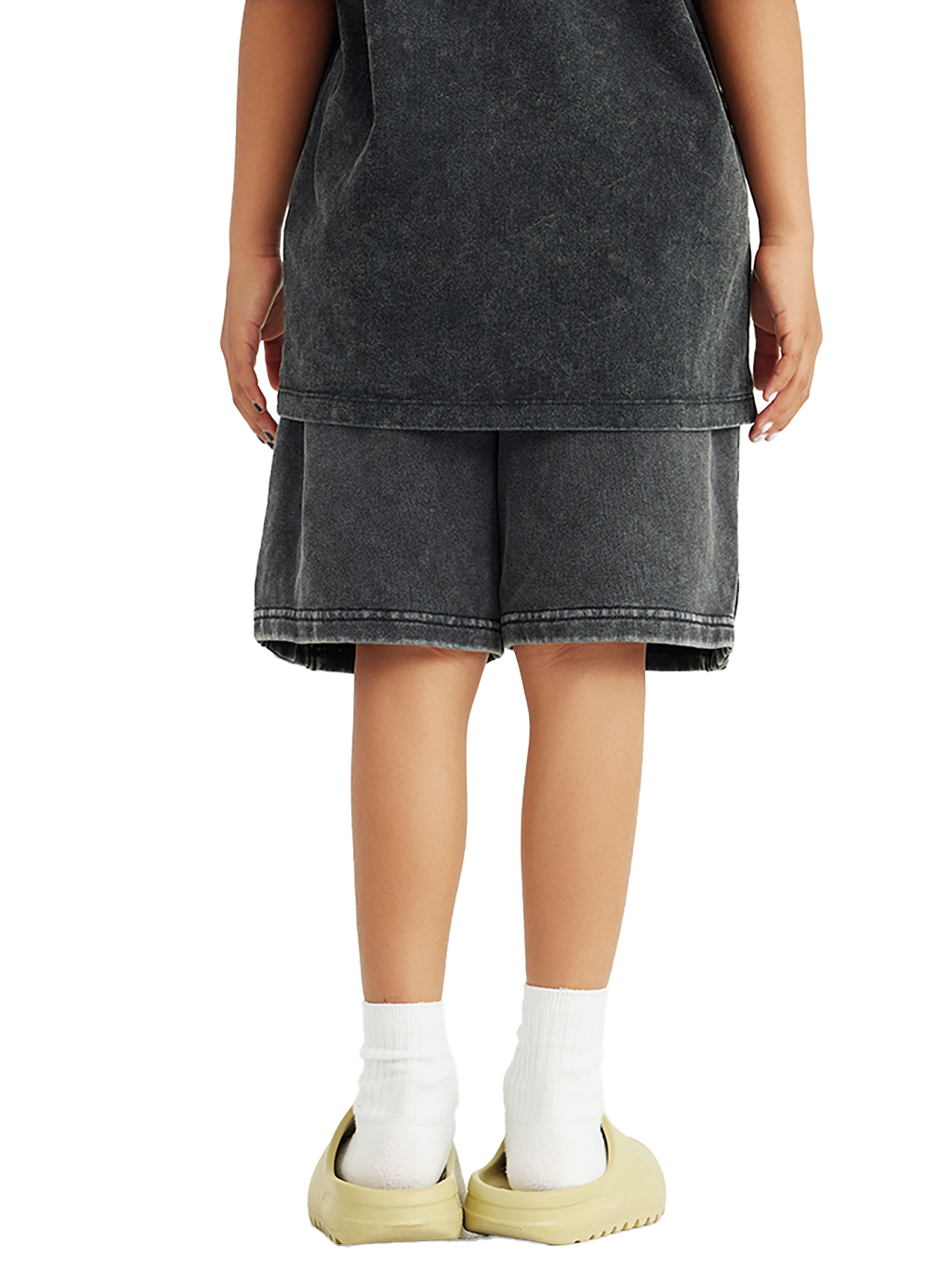 Streetwear Kids Heavyweight Vintage Washed 100% Cotton Shorts - Print On Demand | HugePOD-4