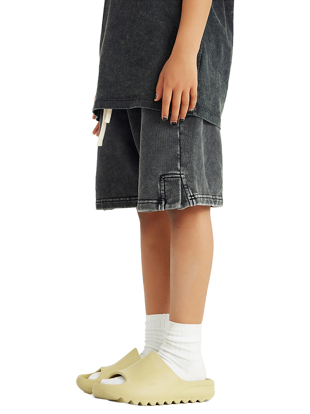 Streetwear Kids Heavyweight Vintage Washed 100% Cotton Shorts - Print On Demand | HugePOD-5