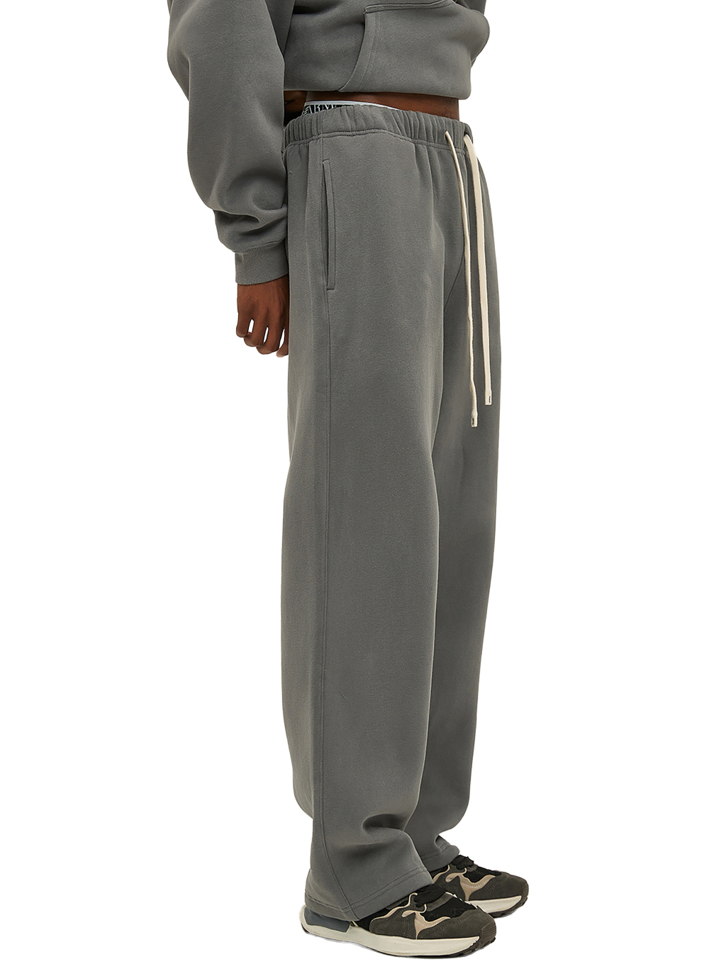 Streetwear Unisex Solid Color Fleece Straight Leg Pants - Print On Demand | HugePOD-6