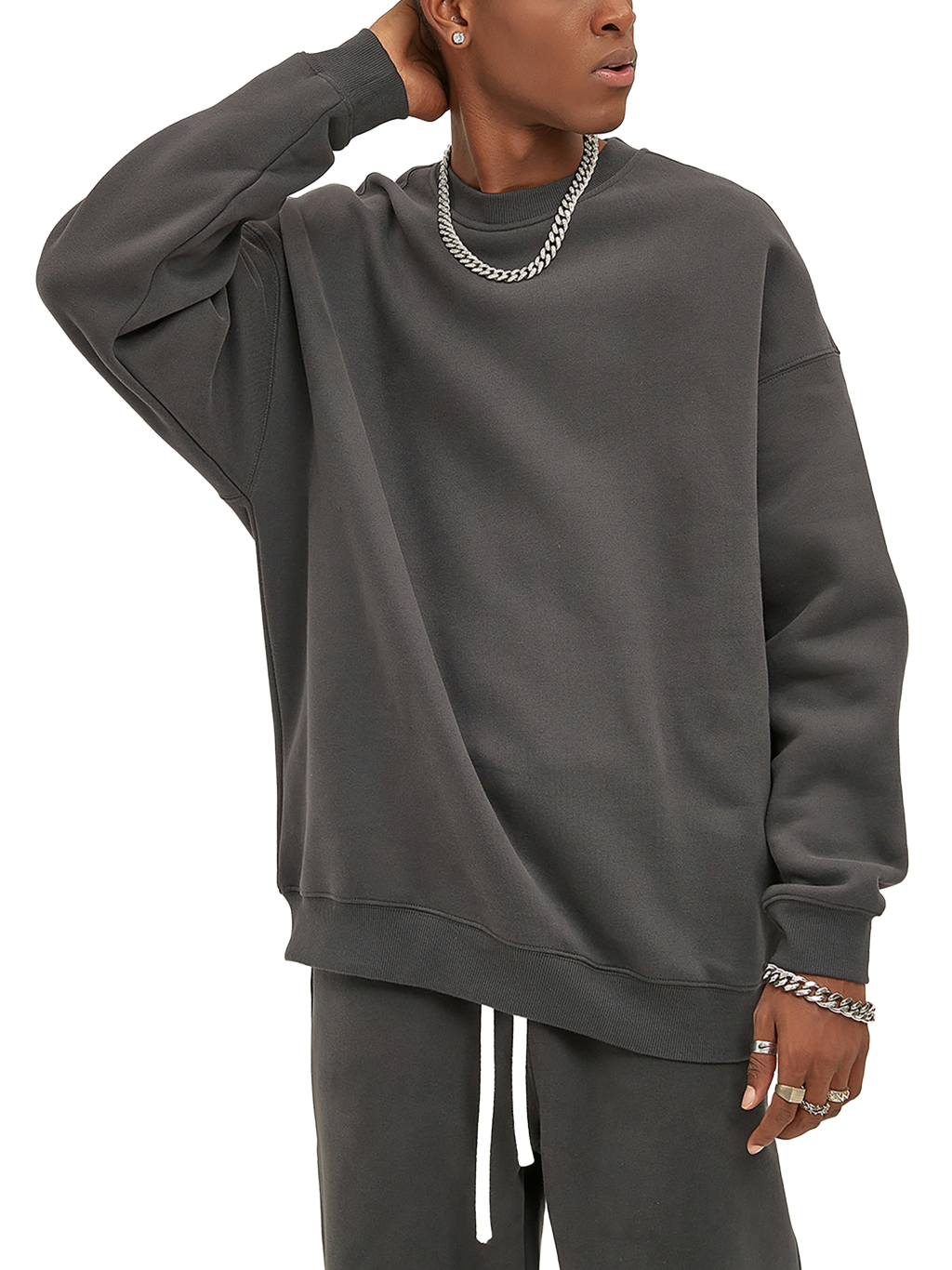 Streetwear Solid Color Fleece Pullover - Print On Demand-8