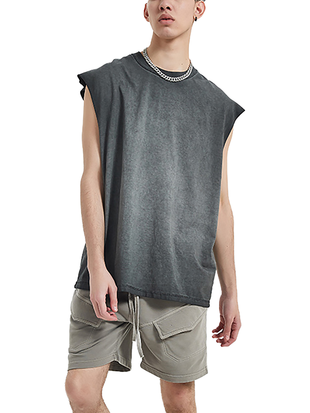 Streetwear Unisex Ombre Vintage Stone Wash Tank Top - Print On Demand | HugePOD-6